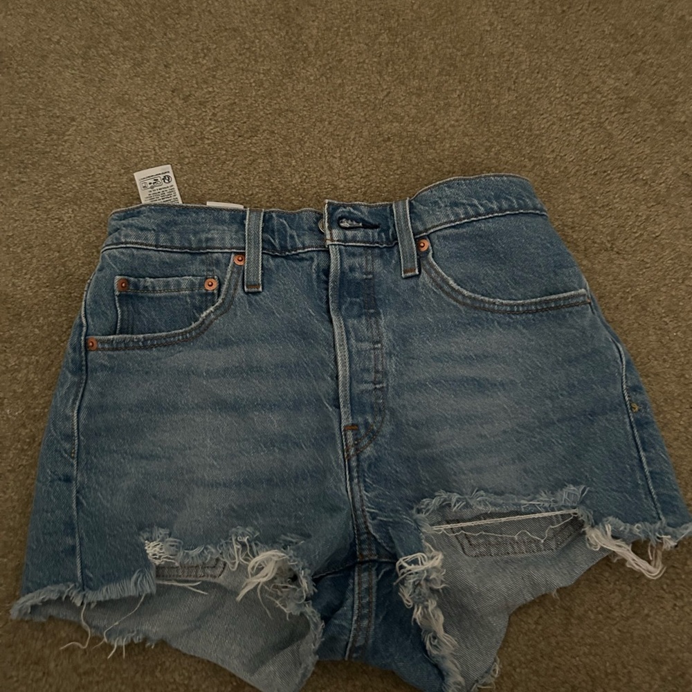 Levi's Blue Jean Shorts High-Waisted Distressed NEW NEVER WORN